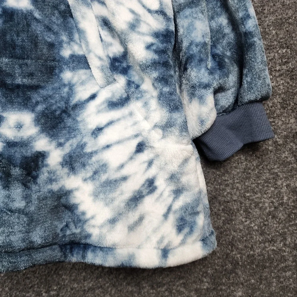 Fashion by Mirabeau Wearable Blanket‎ Hoodie Unisex OS Blue Tie Dye Sherpa Lined